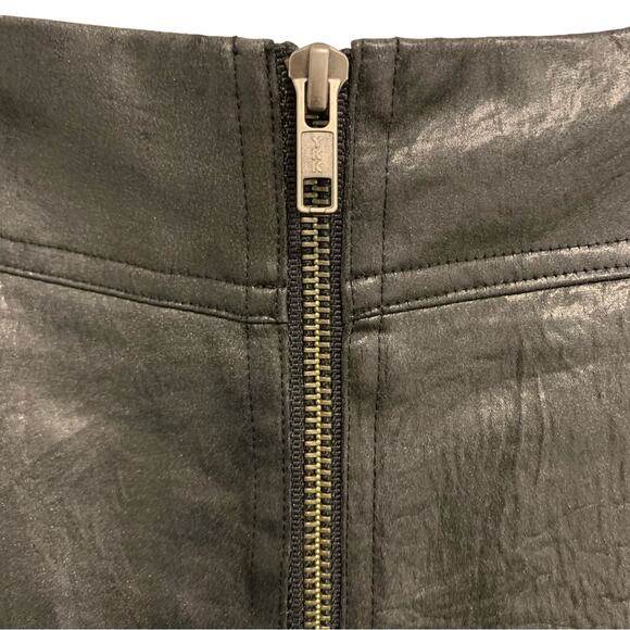 212 Collection Black Faux Leather Front Zip Mini Skirt - Picture 2 of 7